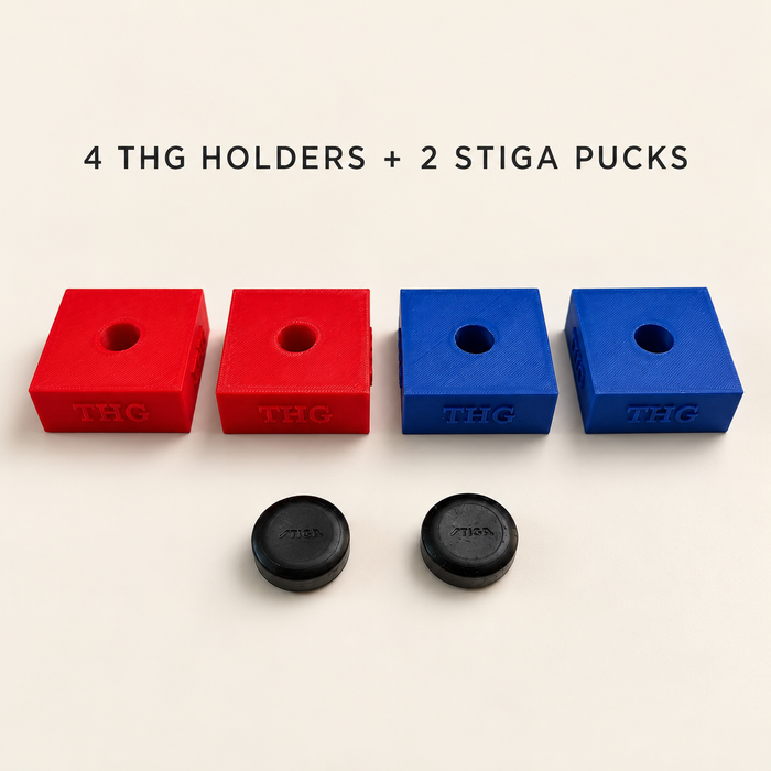 Four THG holders and two pucks